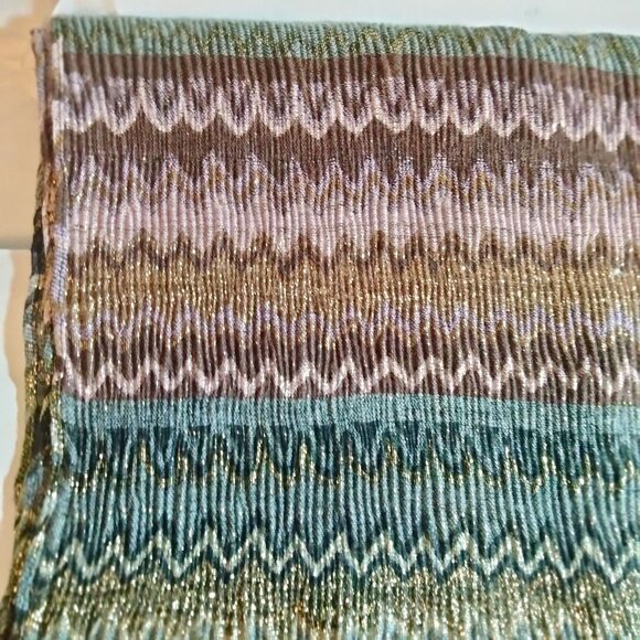 Metallic Scarf Wrap Shawl Fringe Rainbow Zigzag Wedding Festival - Picture 4 of 8